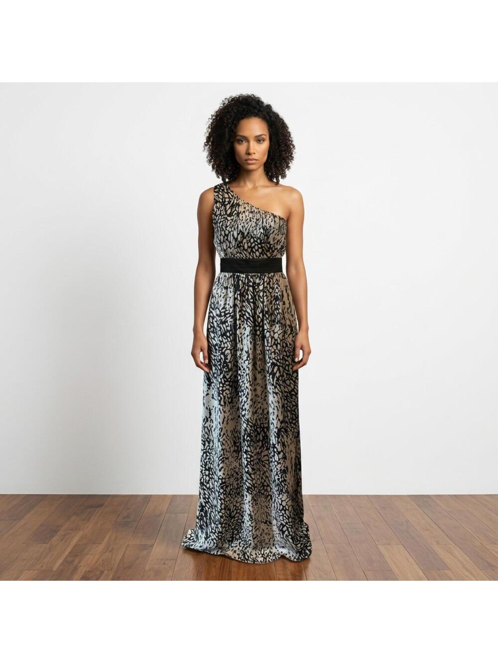 NWT Francesca's Collection Full Length One Shoulder Black and White Size M